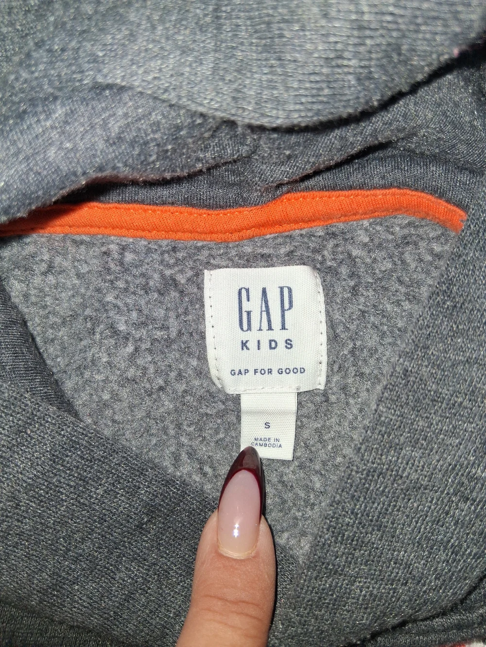 GAP Kids Dark Gray Hoodie with Orange Logo